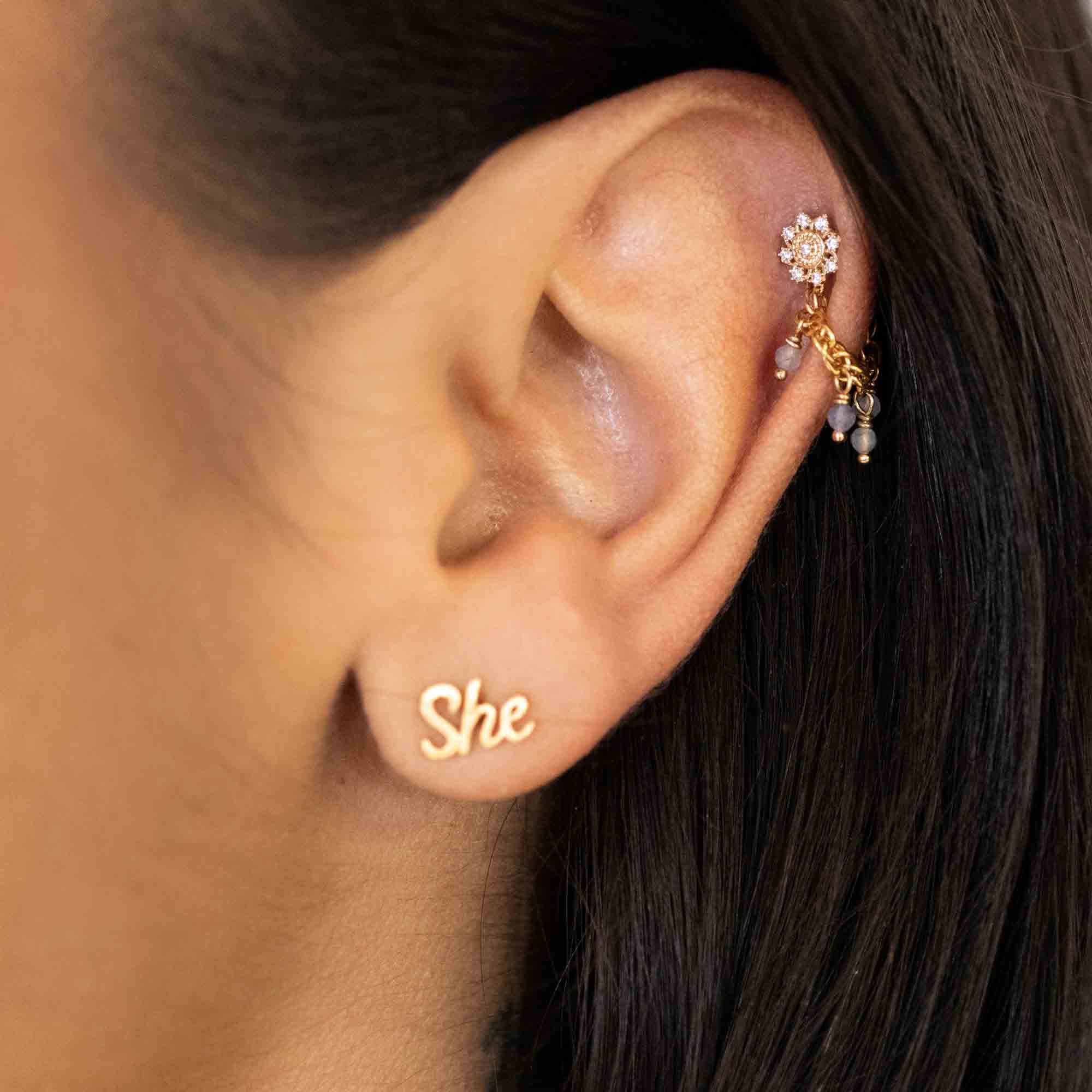 Filigree Crystal Flower Earring - Image 3