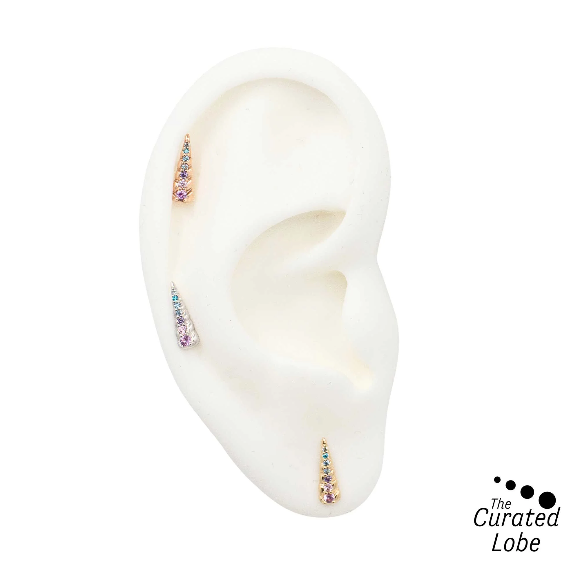 Rainbow Swarovski Crystal Unicorn Horn Earring - Image 3