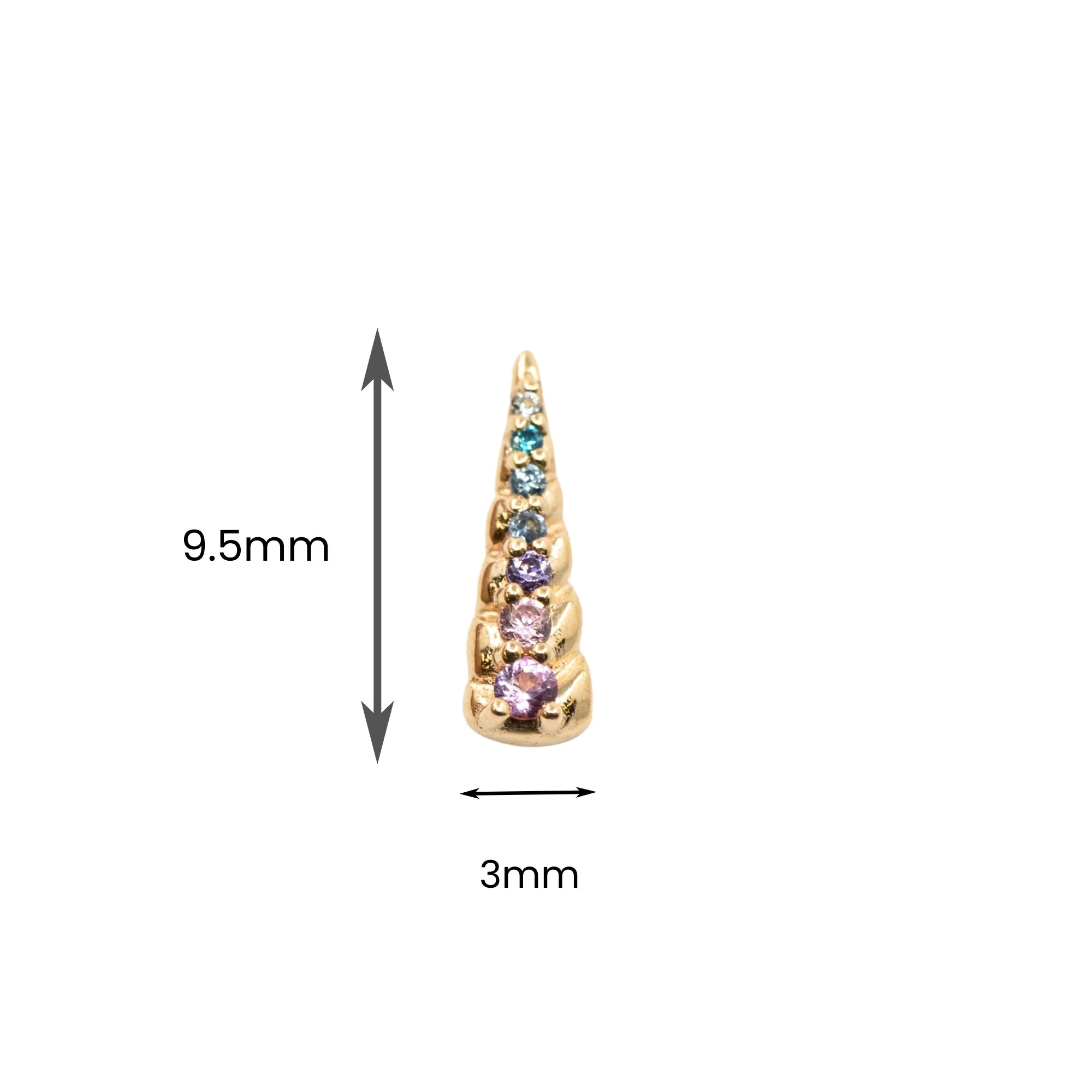 Rainbow Swarovski Crystal Unicorn Horn Earring - Image 4