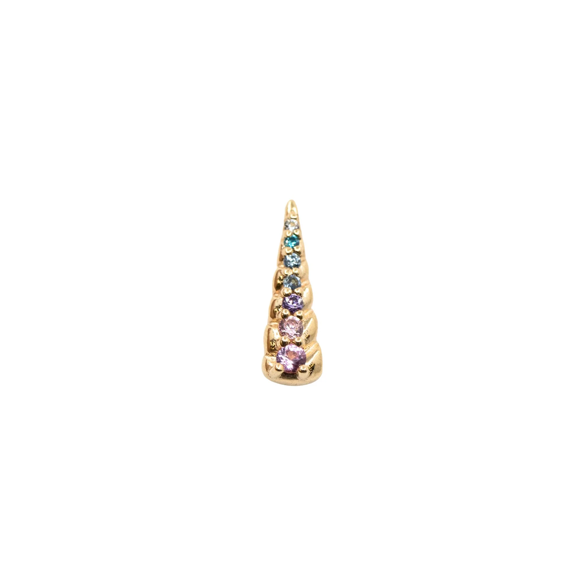 Rainbow Swarovski Crystal Unicorn Horn Earring - Image 6