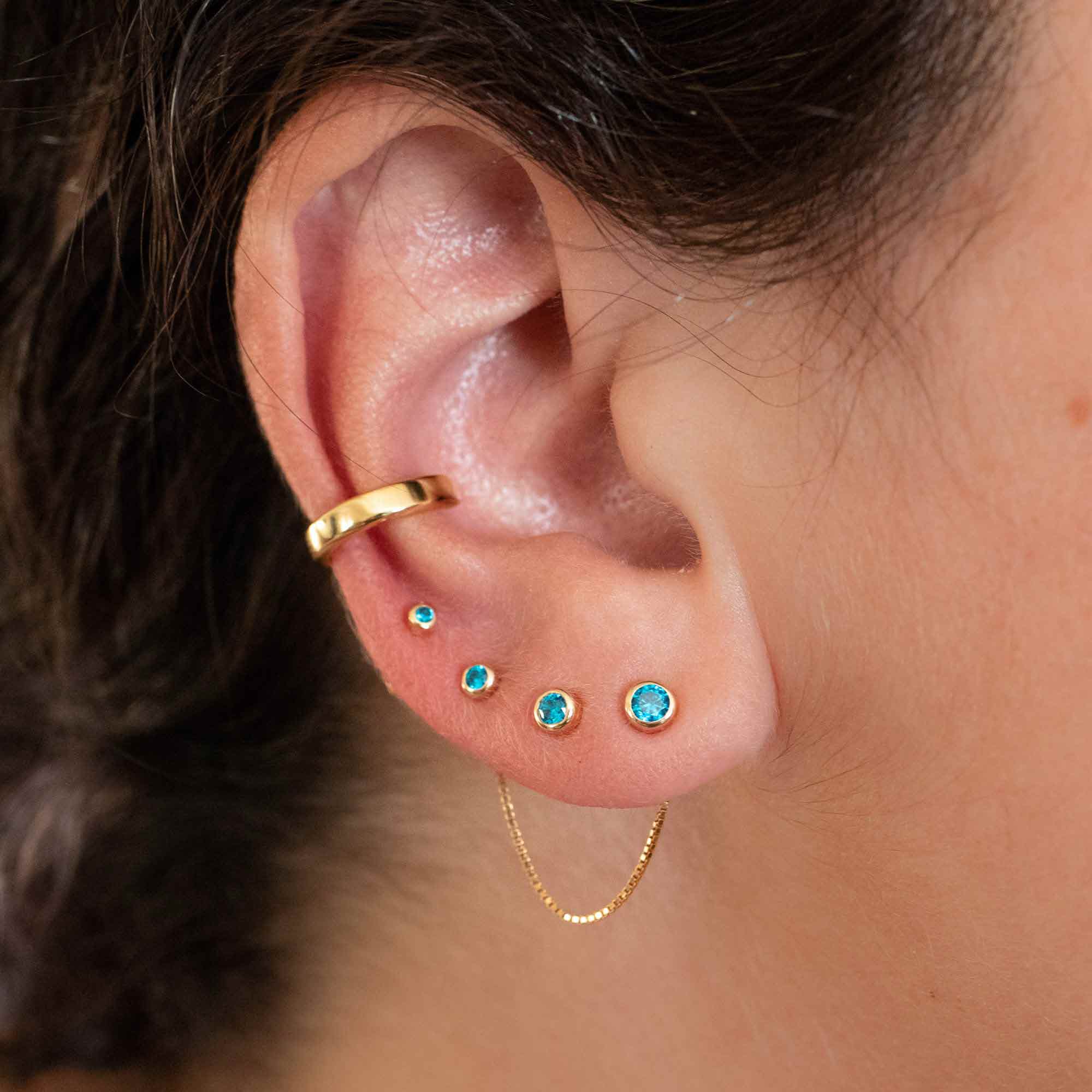 Graduated Blue Topaz Stud Earring Set - Image 4