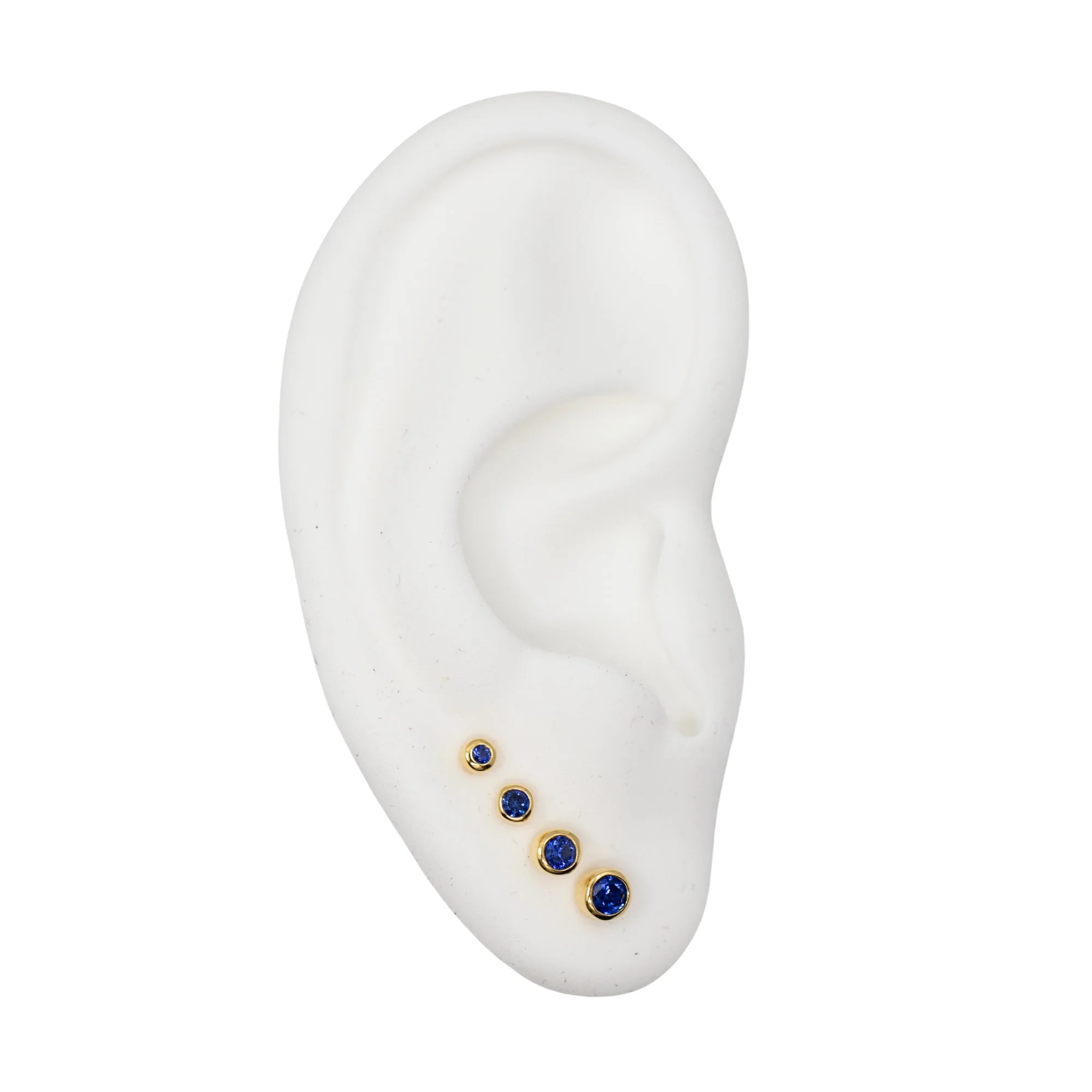 Graduated Sapphire Stud Earring Set - Image 5