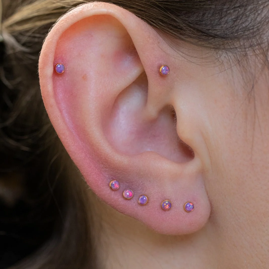 Round Opal Cabochon Earring Top - Image 3