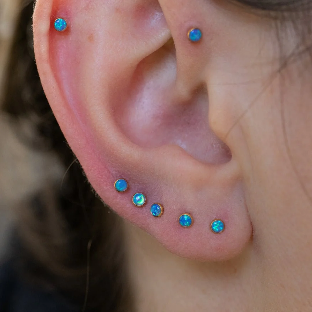 Round Opal Cabochon Earring Top - Image 4